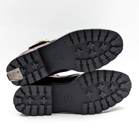 Michael Kors Women Tatum Vegan Red Leather MK Logo Combat Boots size 7 - Picture 4 of 12